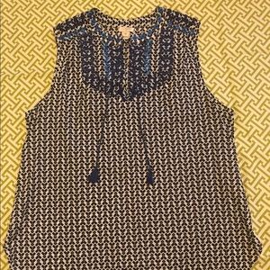 J Crew Sleeveless Blue Top with tassels size 10